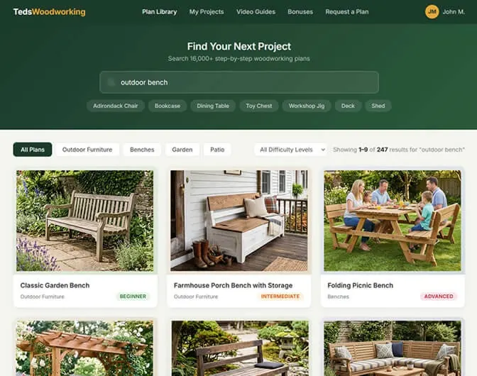 Browsing the Ted's Woodworking plan library