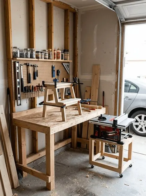 A small one-person woodworking workshop