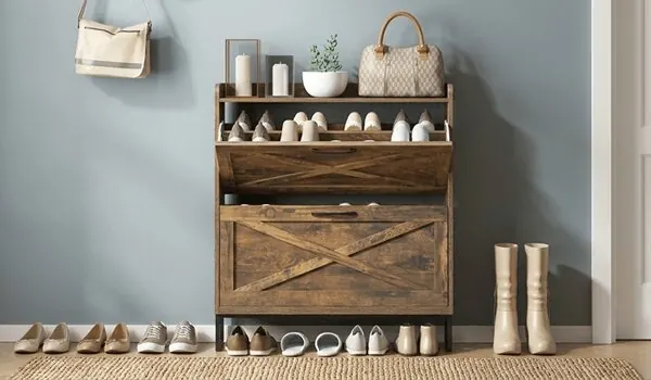 A wooden storage rack for the workshop